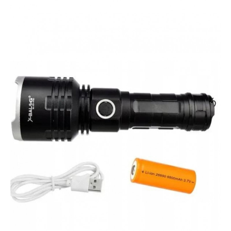 Світлодіодний ліхтарик BL-531-P90 / 1 шт. 26650 / зарядка mirco USB  / Чорний
