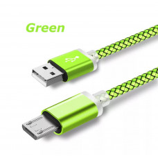 Micro USB кабель з подовженим коннектором 9 мм, усилений Салатовий