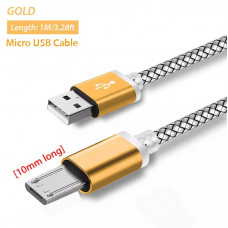 Micro USB кабель з подовженим конектором 9 мм, усилений золотий