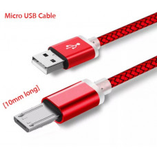 Micro USB кабель з подовженим конектором 9 мм, усилений Червоний