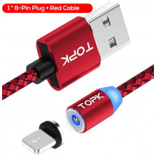 Магнітний USB кабель TOPK (Lightning) для Iphone Червоний 2 метра