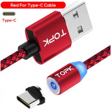 Магнітний Type C USB кабель TOPK Червоний 2 метра