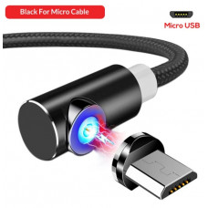 Магнітний Кутовий Micro USB кабель TOPK Чорний 2 метра