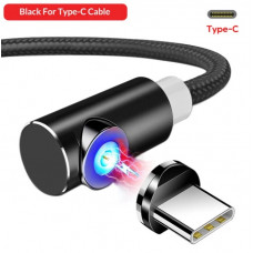 Магнітний Кутовий Type C USB кабель TOPK Чорний 2 метра