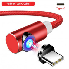 Магнітний Кутовий Type C USB кабель TOPK Червоний 2 метра