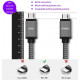 Micro USB кабель з подовженим коннектором 9 мм, усилений Сірий 2 метра