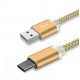 Type C USB кабель 9 mm для захищених смартфонів Золотий 2 метра