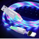 Магнітний USB кабель для Iphone (8-Pin) TOPK Cвітиться (мультиколір) швидка зарядкa 3A Білий