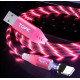 Магнітний кабель Micro USB TOPK Cвітиться (червоним) для швидкої зарядки 3.0 Розовий