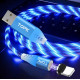 Магнітний USB кабель для Iphone (8-Pin) TOPK Cвітиться (Синім) швидка зарядкa 3A Голубий