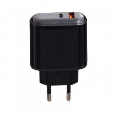 Блок живлення з дисплеєм XO-L42 Швидка зарядка Quick Charge 3.0 USB + Type C Чорний