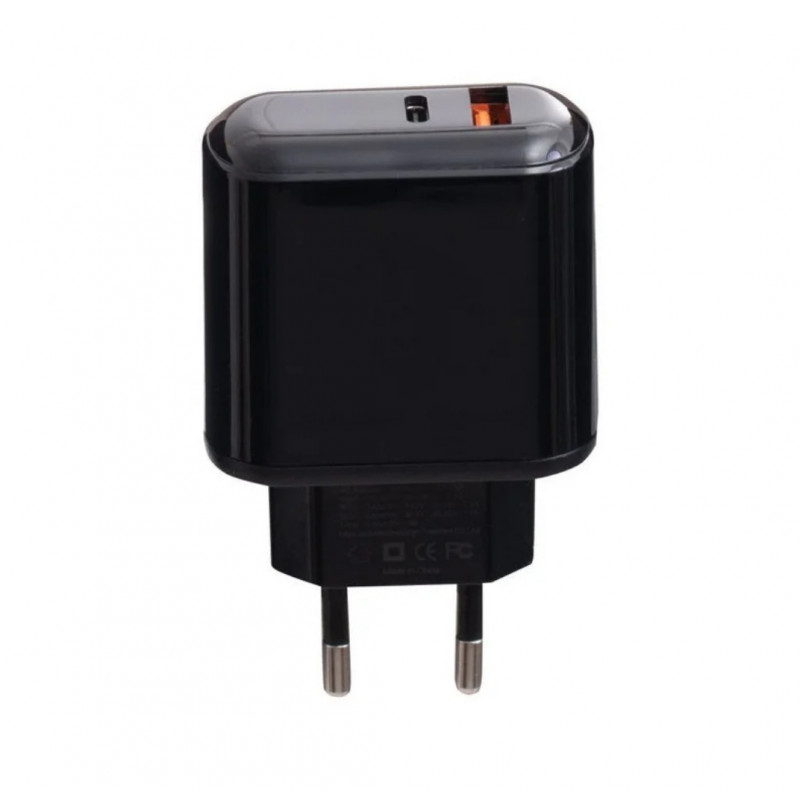 Блок питания с дисплеем XO-L42 Быстрая зарядка Quick Charge 3.0 USB + Type C Черный