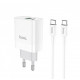 Блок живлення Hoco. C80A з кабелем Type C Швидка зарядка Quick Charge 3.0 USB 18W + Type C 20W Білий