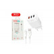 Оригінальний блок живлення XO-L72 з кабелем для Iphone 3 USB Швидка зарядка Quick Charge 3.0 Білий