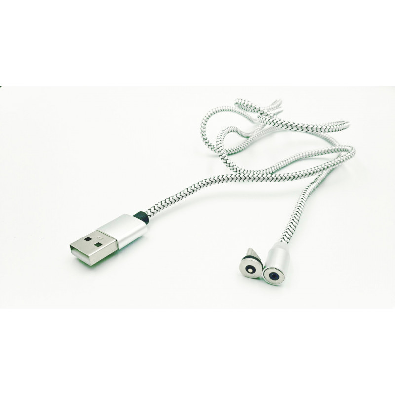 Магнитный USB кабель 3 в 1 (Micro, Type-C, Lightning) X-CABLE Круглый 360 Градусов Серый
