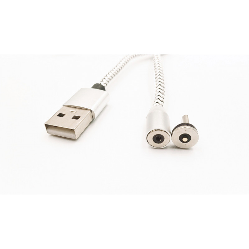 Магнітний USB кабель Type-C  X-CABLE Круглий 360 Градусів Сірий