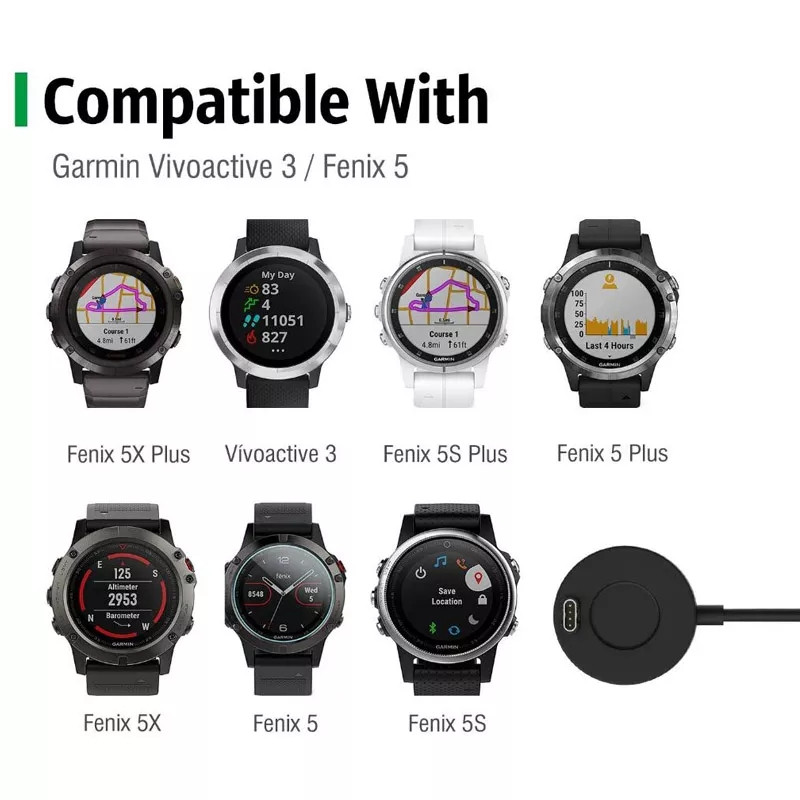 Зарядна USB станція для годинників Garmin Forerunner 935 / Garmin Quanix 5  100 см. Чорна