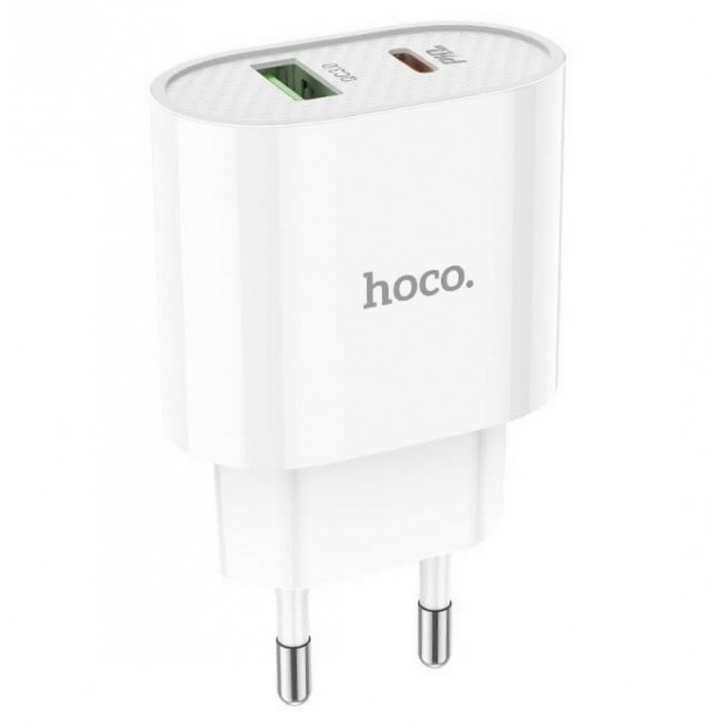 Блок живлення hoco. C95A  Quick Charge 3.0 18W + Type-C PD20W  Білий