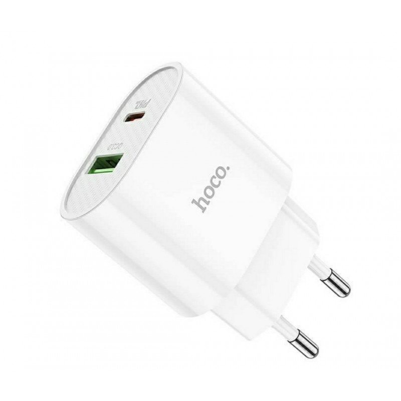 Блок живлення hoco. C95A  Quick Charge 3.0 18W + Type-C PD20W  Білий