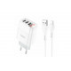 Блок живлення hoco. C93A  3 USB + дисплей + кабель lightning-USB / до 3.4 Ампер / Білий