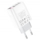 Блок живлення hoco. C93A  3 USB + дисплей + кабель lightning-USB / до 3.4 Ампер / Білий