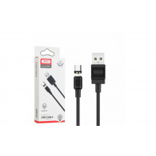 Магнітний Micro USB кабель XO-NB187 / Круглий / 360 Градусів / 100 см. / Чорний