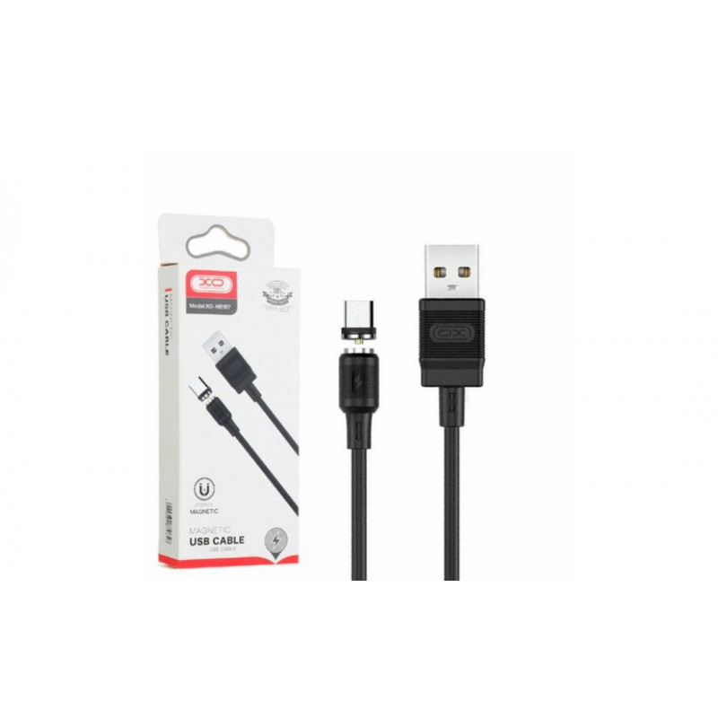 Магнітний Micro USB кабель XO-NB187 / Круглий / 360 Градусів / 100 см. / Чорний