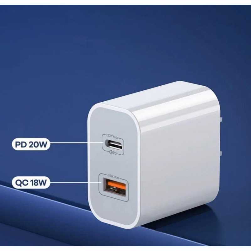 Блок живлення Remax RP-U68 / Швидка зарядка Quick Charge 3.0 / (USB 18W) + Type C (PD 20W) / Білий
