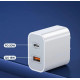 Блок живлення Remax RP-U68 / Швидка зарядка Quick Charge 3.0 / (USB 18W) + Type C (PD 20W) / Білий