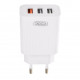 Блок живлення XO-L72 з кабелем Micro - USB / 3 USB / Швидка зарядка Quick Charge 3.0 / Білий