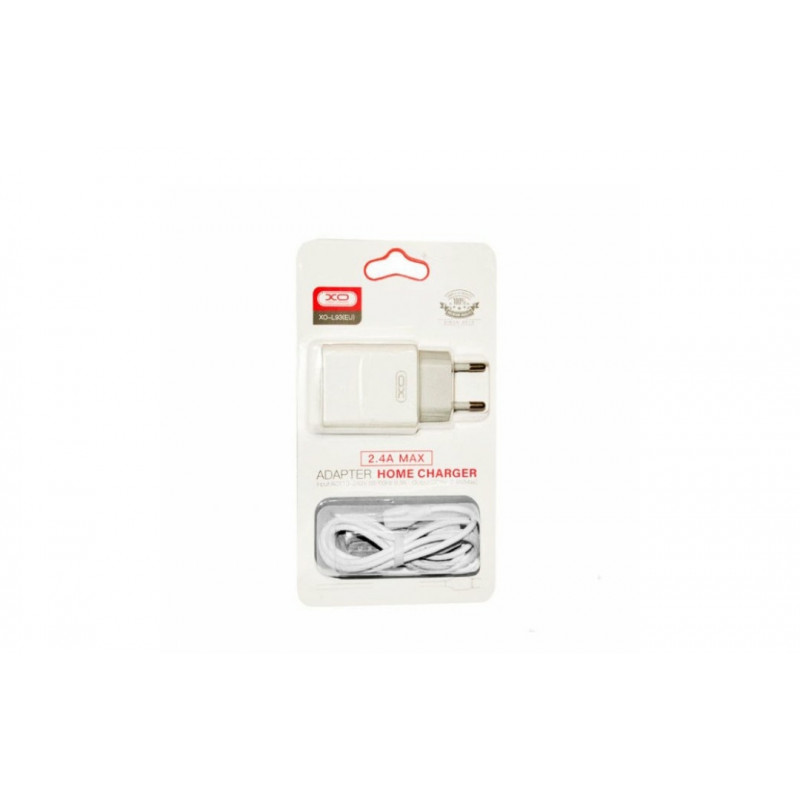 Блок живлення XO-L93 з кабелем lightning для Iphone / 5 вольт / 2.4 Ампера / 1 USB / Білий