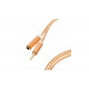 AUX удлинитель для передачи аудио / Mini-jack 3.5 mm. / 2 Pin / Тканевый / 2 метра / Золотой