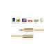 AUX удлинитель для передачи аудио / Mini-jack 3.5 mm. / 2 Pin / Тканевый / 2 метра / Золотой