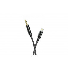 Перехідник XO-R211A кабель з Lightning на AUX аудіо 3.5 mm. / Нейлон / 1 метр /  Чорний