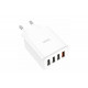Блок питания hoco. C102A с кабелем (Lightning) для Iphone / 4 USB / 28.5 Ватт / Быстрая зарядка Quick Charge 3