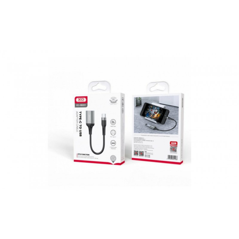 Type-C кабель OTG / XO-NB201 / USB 2.0 / Чорний