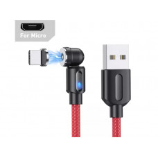 Магнітний кабель USLION 2 в 1 / Micro - USB / 540 градусів / Круглий / 100 см. / Червоний