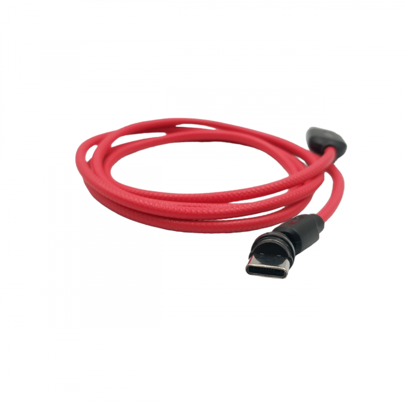 Магнітний кабель USLION 2 в 1 / Type-C - USB / 540 градусів / Круглий / 100 см. / Червоний