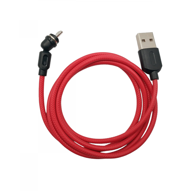 Магнітний кабель USLION 2 в 1 / Type-C - USB / 540 градусів / Круглий / 100 см. / Червоний