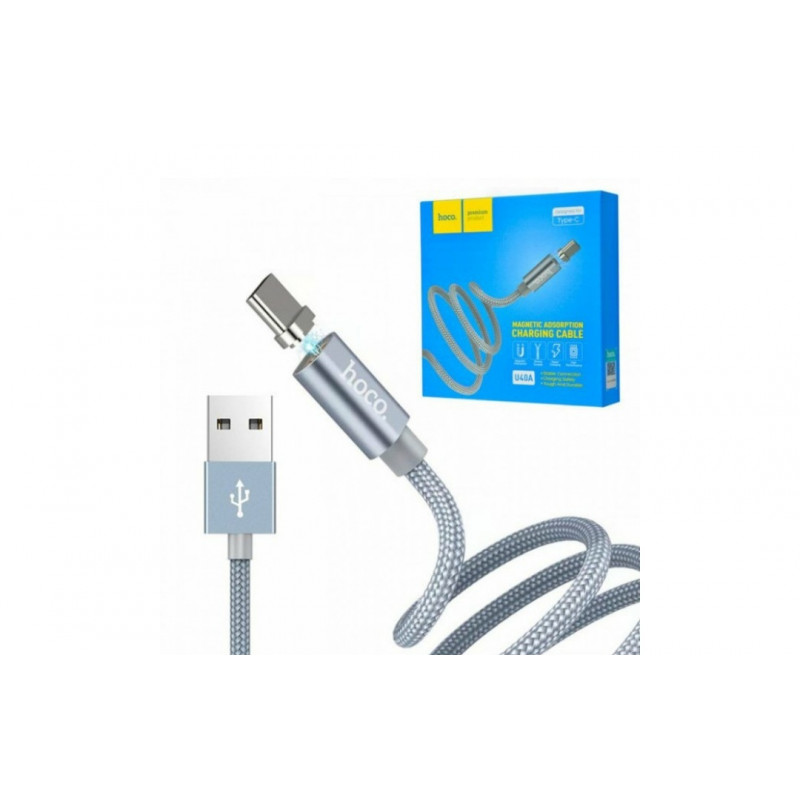 Магнітний кабель Hoco U40A / Type-C - USB / 3 Ампера / 100 см. / Сірий