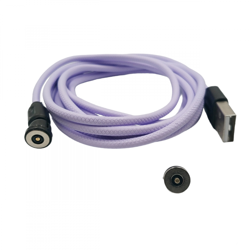 Магнітний кабель USLION 2 в 1 / Type-C - USB / 540 градусів / Круглий / 200 см. / Фіолетовий