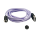 Магнітний кабель USLION 2 в 1 / Type-C - USB / 540 градусів / Круглий / 200 см. / Фіолетовий