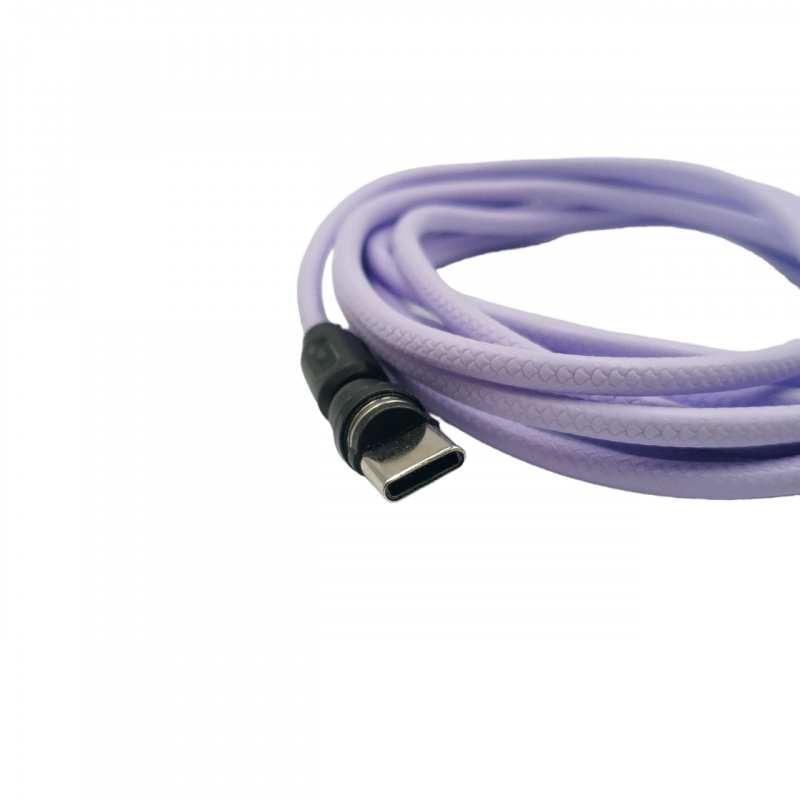 Магнітний кабель USLION 2 в 1 / Type-C - USB / 540 градусів / Круглий / 200 см. / Фіолетовий
