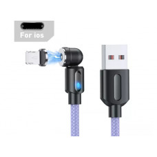 Магнітний кабель USLION 2 в 1 / Lightning (Iphone) - USB / 540 градусів / Круглий / 200 см. / Фіолетовий