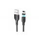 Магнітний силіконовий кабель Hoco X52 / Lightning (Iphone) - USB / 360 градусів / Круглий / 100 см. / Чорний