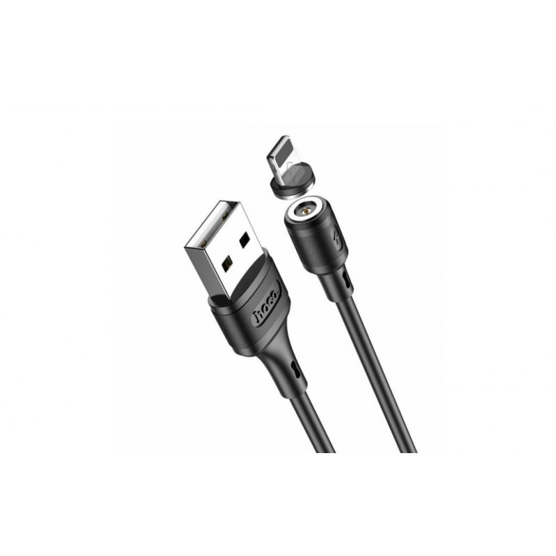 Магнітний силіконовий кабель Hoco X52 / Lightning (Iphone) - USB / 360 градусів / Круглий / 100 см. / Чорний