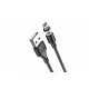 Магнітний силіконовий кабель Hoco X52 / Lightning (Iphone) - USB / 360 градусів / Круглий / 100 см. / Чорний