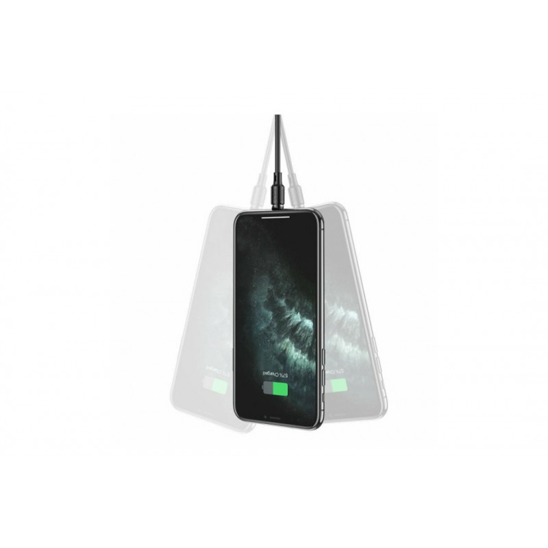 Магнітний силіконовий кабель Hoco X52 / Lightning (Iphone) - USB / 360 градусів / Круглий / 100 см. / Чорний