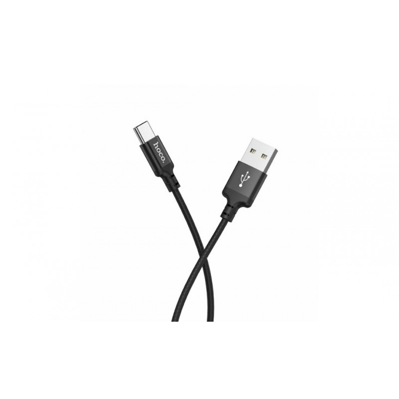 Кабель Hoco. X14 /  Type-C - USB / Нейлонове сплетіння / 3 ампера / 2 метра / Чорний