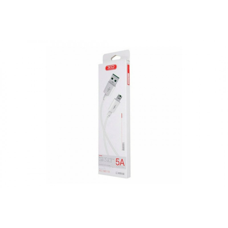 Кабель XO-NB119 / Micro - USB / 5 ампер / 1 метр / Білий